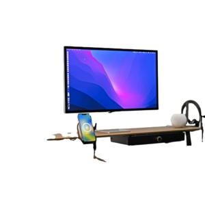 Soporte de madera para monitor SAMDI con estante de escritorio y soporte para computadora portátil-Elevador de monitor resistente, organizador de escritorio de madera, diseño que ahorra espacio - Product Image 5