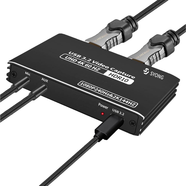 SYONG 4K 60Hz HDMI USB 3.2 Capture 2K 144FPS USB C Video Card 1080P 240FPS Video Grabber Live Streaming for PS5 Camera XBox