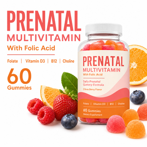 Vitamines gélifiées bio en gros à faible teneur en sucre pour femmes : Pré-natal (C, D, E, B12, Acide Folique) – Équilibre hormonal, aide à l'ovulation, cycles réguliers - Product Image 4