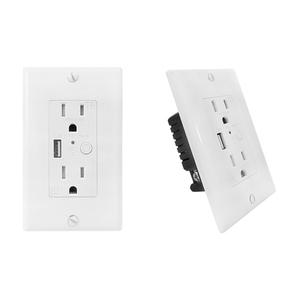 Prise murale intelligente 15A <span class=keywords><strong>Double</strong></span> prise US <span class=keywords><strong>Port</strong></span> de charge <span class=keywords><strong>USB</strong></span> Contrôle à distance WiFi Tuya Compatible Alexa Google Home SDK Activé ETL - Product Image 1