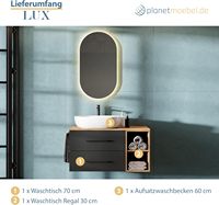 Ensemble de meubles de salle de bain Planetmbel LUX, meuble sous-vasque mural de 100 cm, vasque sur plan de travail de 60 cm, blanc, chêne doré/anthracite