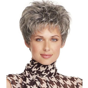 Perruques synthétiques courtes bouclées pour femmes, perruques complètes gris argenté style grand-mère, perruques pour femmes matures européennes et américaines - Product Image 5