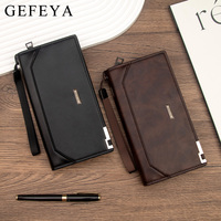 Dompet Multi-slot Bisnis Versi Korea untuk Pria, Dompet Lipat Tiga, Tas Genggam Panjang, Lapisan Poliester Tahan Air, Tempat Ponsel