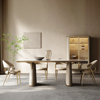 ATUNUS Mobilier design moderne de maison pour la salle à manger Pieds en acier inoxydable Table de salle à manger rectangulaire de luxe avec plateau en marbre