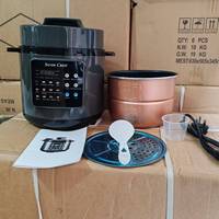 Penanak Nasi Tekanan Listrik Stainless Steel 6L Laris Manis dengan Panci Dalam Aluminium dan Gelas Takar untuk Penggunaan Rumah Tangga, Hotel, dan Luar Ruangan