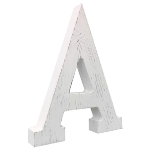 Letras de decoración de madera extra grandes, letras blancas desgastadas de madera, bloque de bricolaje, signo de palabras, alfabeto, colgante independiente para el hogar - Product Image 1