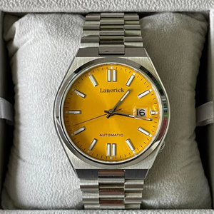 Men's <b>Automatic</b> Mechanical Date Luminous <b>Chronograph</b> Orange Dial Steel Bracelet Watch - Product Image 4