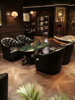 Meubles de restaurant commerciaux de luxe vintage au design américain, table et chaise de bar/KTV/accueil en bois massif, emballés pour l'expédition