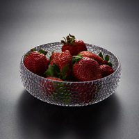 Lot de 3 bols à dessert en verre transparent style chinois moderne pour salon, vaisselle de luxe légère, bols à fruits en verre martelé pour la maison