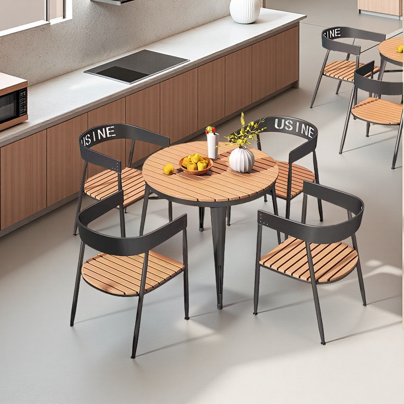 Modern Outdoor Dining Table Chair Combination for Courtyard Garden Balcony Beach Coffee Leisure Plastic Wood Outdoor Furniture