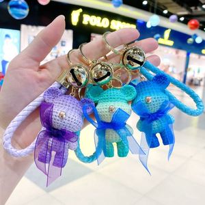 Cartoon Resin Bow Teddy Bear Keychain Cute Bear Doll <b>Key</b> <b>Chain</b> with Bells Bag Charm Pendant Car Keyring Girls Gift Bear Keychain - Product Image 5