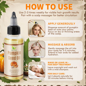 Olio di semi di zucca per la crescita dei capelli 100% puro naturale olio per la crescita dei capelli profondamente idratante del cuoio capelluto radici forti capelli spessi 60ml - Product Image 3