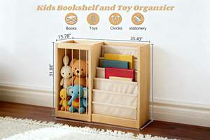 منظم غرفة اللعب من جيه كيو 2 في 1 لتخزين الألعاب المحشوة ورف للكتب للأطفال في غرفة الأطفال والحضانة وغرفة النوم - Product Image 3