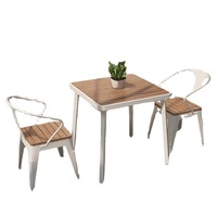 Ensemble table et chaises métalliques d'extérieur pour cafés, salons de thé, balcons, patios, jardins, terrasses – Résistant au soleil, style décontracté américain
