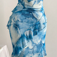 Robe maxi en mousseline de soie à volants floraux personnalisée pour femmes Robes de soirée pour femmes