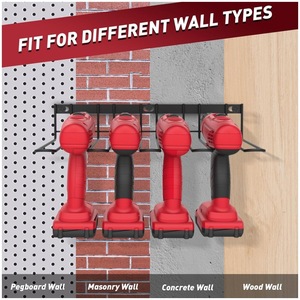 Wall Mounted Tool <b>Storage</b> Rack Black 2 Tier Heavy Duty For <b>Workshop</b> Organization - Product Image 4