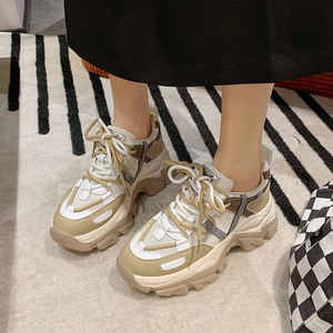 New Arrival Ladies Chunky <strong>Heel</strong> Sneakers Black High Sole <strong>Trainers</strong> Breathable and Luxurious for Autumn and Spring - Product Image 6