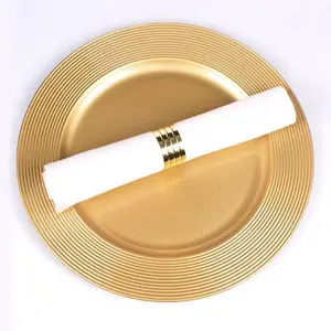 Placas de carregamento douradas de 13 "redondas, placas de plástico para placas de jantar, decoração elegante para casamento