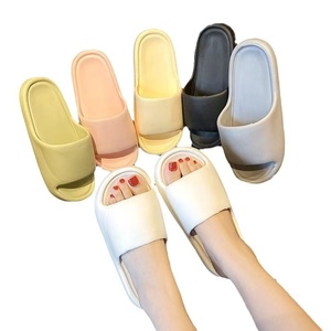 Solid Gray PU Indoor <b>Slippers</b> with Strip Design Anti-Slippery EVA Outsole Open Toe All Seasons Home Wear - Product Image 3