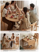 Table à manger pliante en bois de hêtre massif pour petits appartements, design moderne minimaliste, table rectangulaire pour 6 personnes