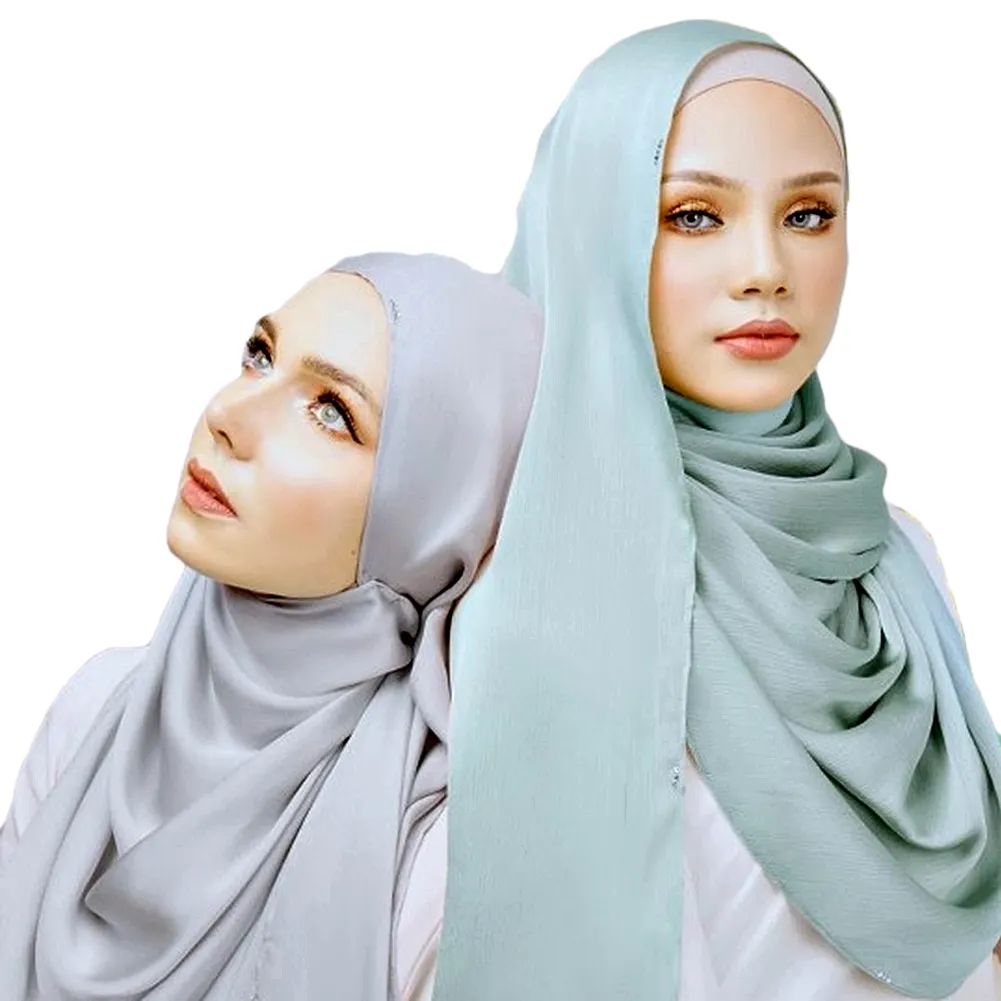 Bufanda de color sólido de alta calidad para mujer, Hijab de gasa con burbujas, chal largo musulmán de crepé simple y limpio, novedad de 2020