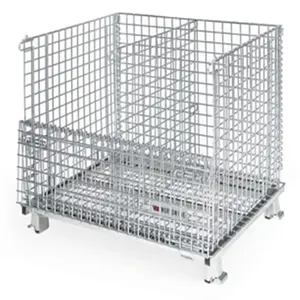 Conteneurs en treillis métallique pliables empilables de stockage industriel DJ <span class=keywords><strong>Cage</strong></span> à palettes pliable avec feuille de plastique pour pièces automobiles - Product Image 4