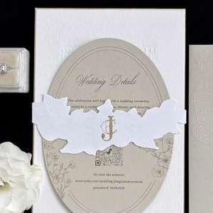 การ์ดเชิญงานแต่งงานแบบนูนลายพิมพ์วานิลลา รุ่น 465 กระดาษคอตตอน พิมพ์แบบ Letterpress รายละเอียดปั๊มฟอยล์ทอง สวยหรู - Product Image 3