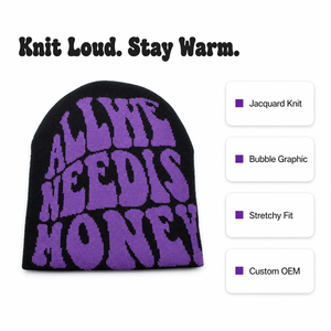 Highfly Custom Jacquard <strong>Knit</strong> Beanie Psychedelic Bubble Graphic Winter Streetwear Unisex OEM Private Label Wholesale - Product Image 4