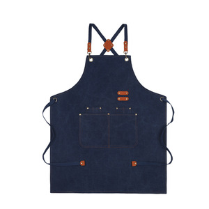 Tablier robuste réglable sans manches en toile polyester-coton avec poches pour outils – Vêtement <span class=keywords><strong>de</strong></span> travail lavable en machine pour barbiers et chefs - Product Image 1
