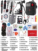 Kit de survie d'urgence DPT avec trousse de premiers soins et sac tactique - Noir pour le camping, la randonnée, les activités de plein air, la pelle à neige et la voiture
