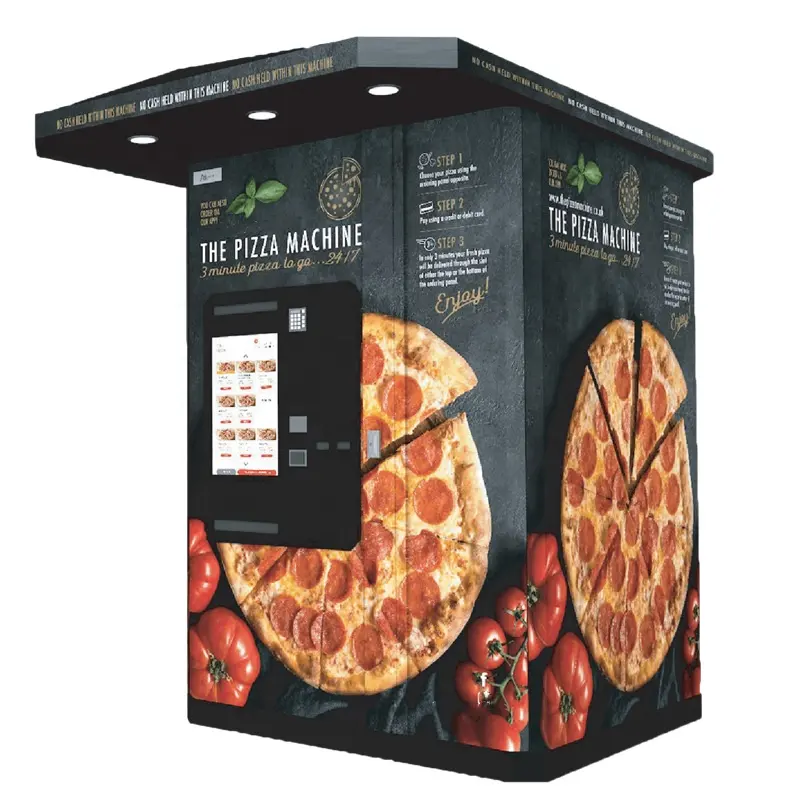 Volledig automatische pizzaautomaten voor buitenbedrijven, zelfbediening, fastfoodmachine te koop