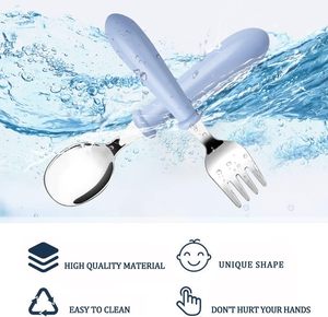 <strong>Children's</strong> Stainless Steel <strong>Cutlery</strong> with Plastic Handle Safe Toddler Utensils Kids Flatware Spoons and Forks <strong>Set</strong> - Product Image 5