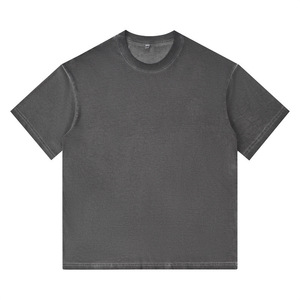 Impresión personalizada de tela de algodón de gran tamaño para hombre de talla grande camiseta gráfica Logo estampado Vintage para hombre lavado ácido camiseta - Product Image 4