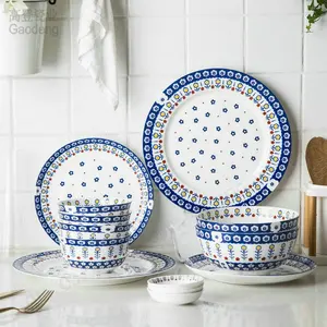 Chinese blue small flower decal ceramic dinnerware set