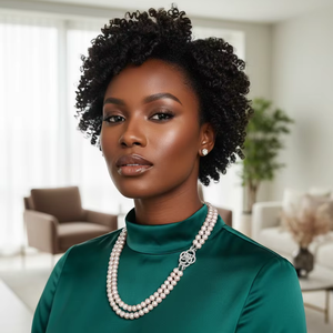 Luxuriöse Designer-Kamelien-Perlen Vintage-Halskette für Damen, Lange Mehrlagige Pullover-Kette, Hochzeits-Charm-Anhänger Schmuck - Product Image 1