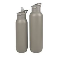 Bouteille d'eau sport portable d'extérieur en acier inoxydable 304, tasse à paille isotherme à double paroi sous vide, isolation thermique 12-24 heures