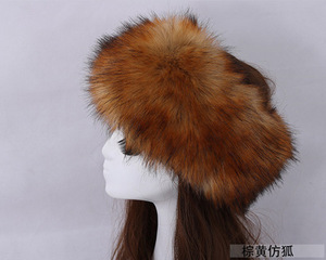 De cuero de mujer de piel de zorro pelo bandana y vacía sombrero de la sra. Chao círculo negro de peluche accesorios para - Product Image 4