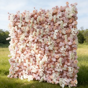 Mur floral enroulable à utilisation simple, 8 pieds x 8 pieds, effet 3D, pour scène de mariage, photomaton, décoration de fond - Product Image 1
