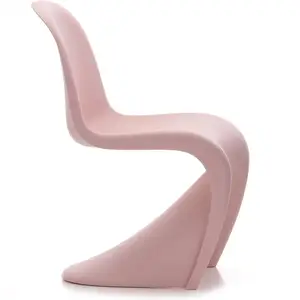 Chaise de salle à manger rose de luxe en forme de S, chaise d'extérieur de Restaurant de styliste en fibre de verre