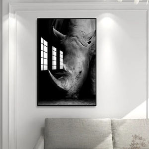 Peinture sur verre 3D série d'animaux <span class=keywords><strong>rhinocéros</strong></span> œuvres d'art murales suspendues pour la décoration de la maison - Product Image 3