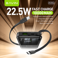 BAVIN Fashion Powerbank PC1151S, Bank daya 10000mah portabel gaya baru dengan kabel Data