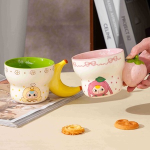 Cute Cartoon Fruit Design Personalized Reusable Ceramic Water Mug for Boys Girls High-Value Household Breakfast <b>Present</b> - Product Image 3