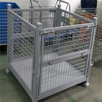 Cage de chariot élévateur pliable en acier robuste avec roues, conception de maille personnalisée, capacité de 1500 kg pour le stockage empilable