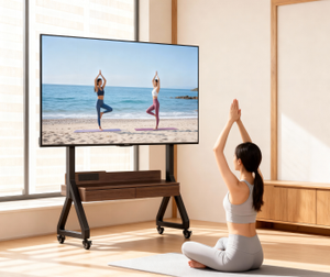 Modern Round Solid Wood Portable TV stand, Metal Frame <b>Side</b> <b>Table</b>, Small Accent Drink <b>Table</b> for Living Room Bedroom Small Space - Product Image 2