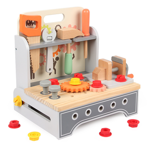 Soporte de herramienta de reparación realista de madera para niños, juego de juguete de apriete de tornillo multifuncional para juegos de simulación y fines educativos - Product Image 6