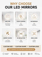 Meuble de salle de bain mural moderne en PVC, sur mesure OEM, gain de place, étanche, pour salon, salle de sport, villa, avec miroir sans cadre éclairé par LED