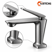 Robinet mitigeur monocommande pour lavabo en alliage de zinc avec bec de 128 mm finition chromée