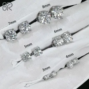 Wholesale VVS Diamond Earring Factory Price 10K 14K 18K Solid Gold Round Cut Screw Back Moissanite Hoop Stud Earrings Men Women