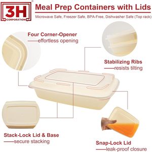 กล่องเตรียมอาหารแบบใช้ซ้ำได้ [150 ชิ้น, 16 ออนซ์] กล่องใส่อาหารแบบพกพาพร้อมฝาปิด - ปลอดสาร BPA, ใช้กับไมโครเวฟ/เครื่องล้างจาน/ช่องแช่แข็งได้ - Product Image 1