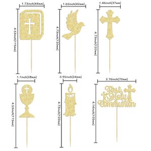 Decoraciones para Cupcakes <span class=keywords><strong>de</strong></span> Primera Comunión, Paloma con Brillo, Cruz, Dios te Bendiga, Decoraciones para Cupcakes para Baby Shower, Artículos para Fiestas <span class=keywords><strong>de</strong></span> Cumpleaños, Dorado - Product Image 2